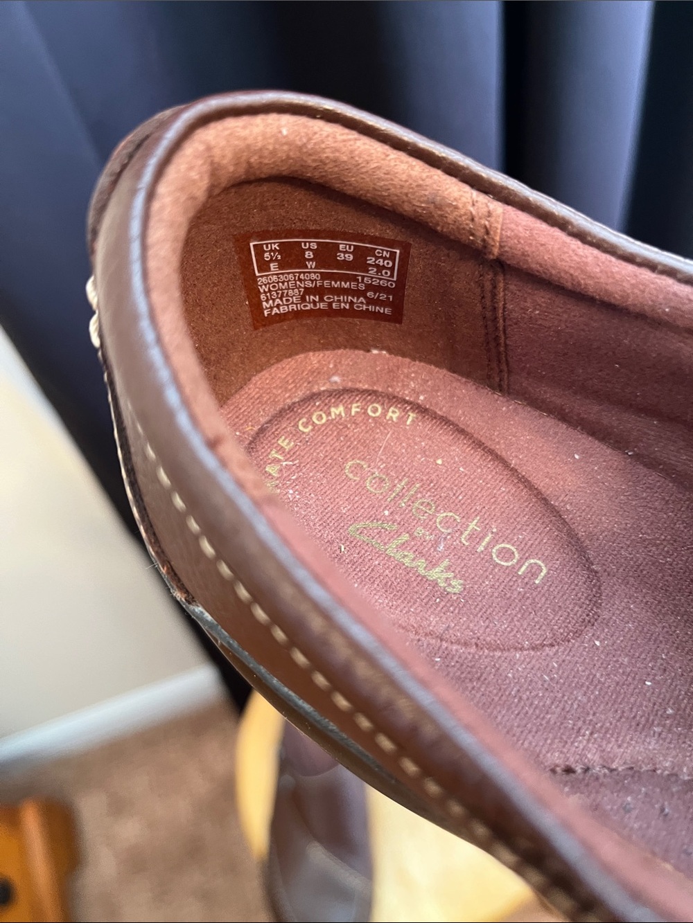 Clarks Brown Leather Slip-On Loafers for Women - Picture 5 of 6